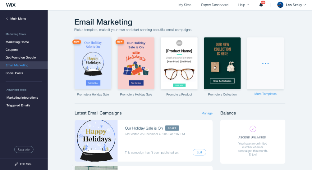 Wix Email Marketing Startup Stash