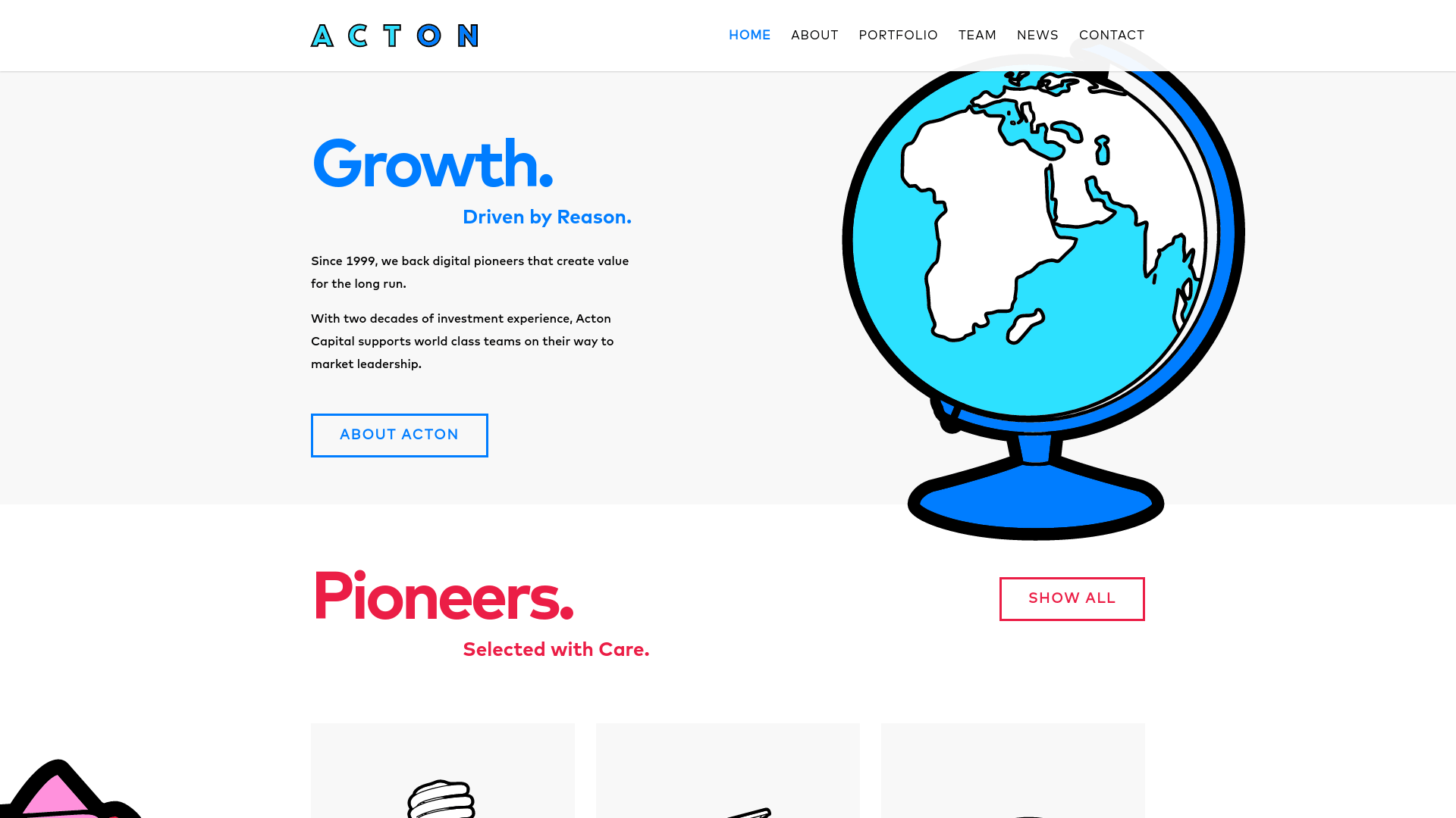 Screenshot of the Acton Capital website.