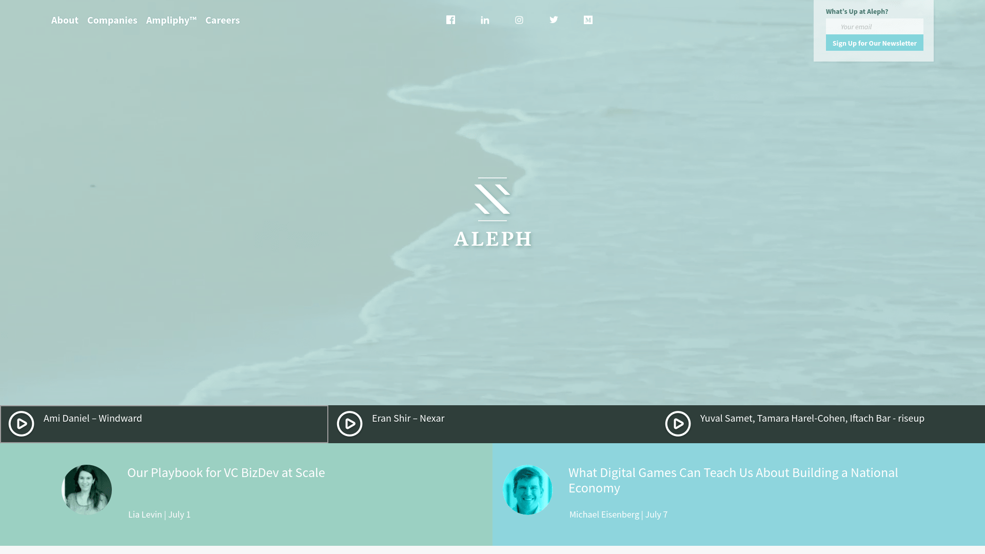 Screenshot of the Aleph website.