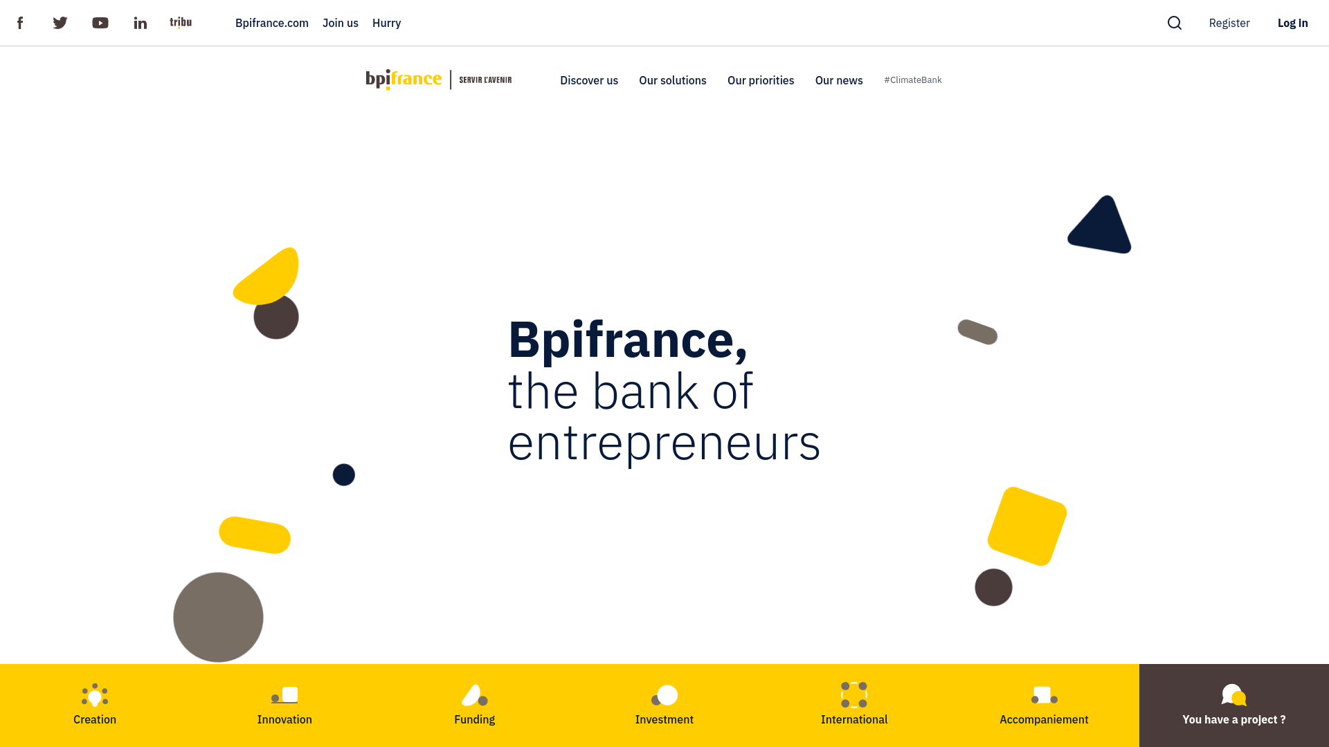 Screenshot of the BPIfrance website.
