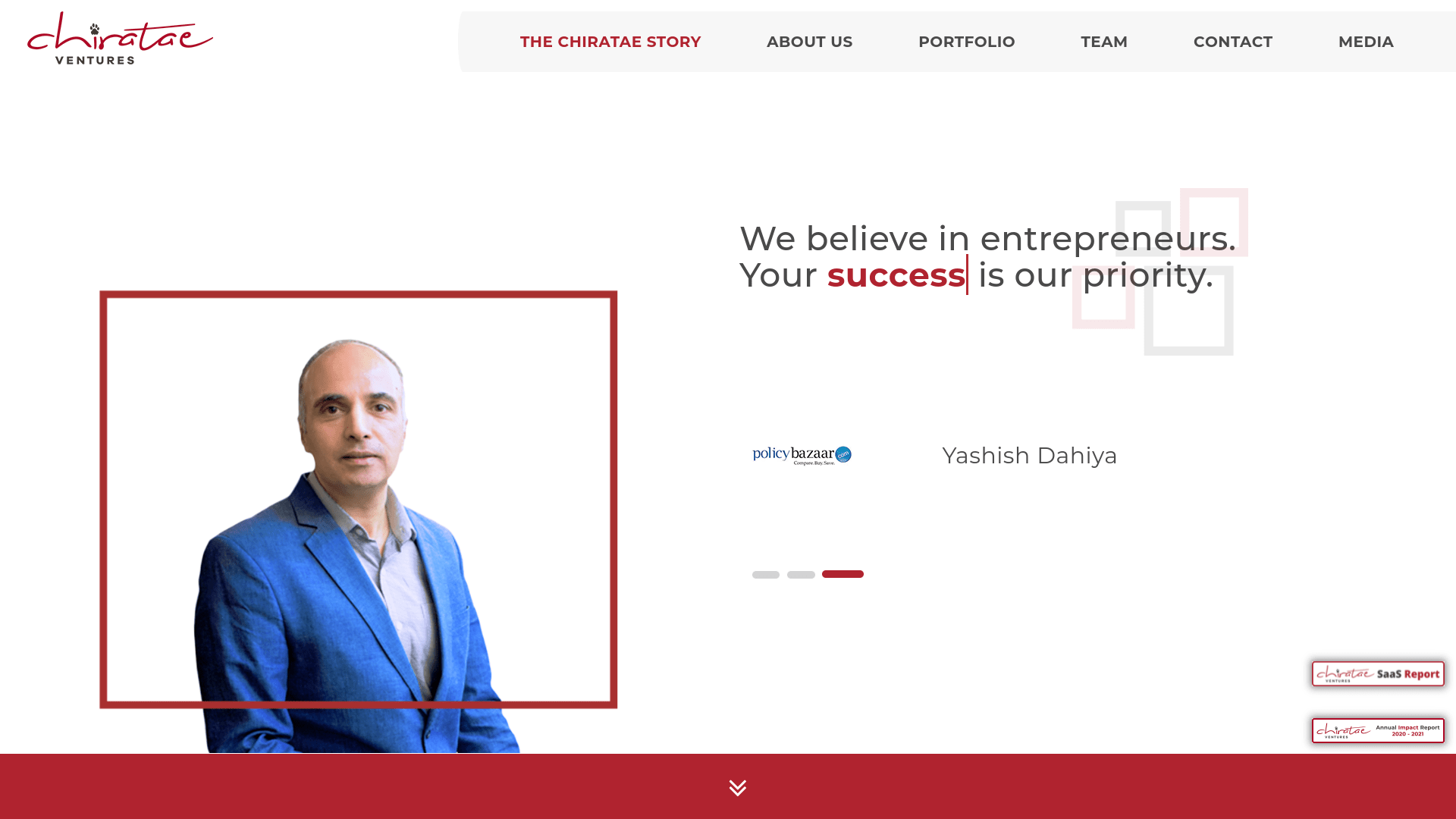 Screenshot of the Chiratae Ventures website.