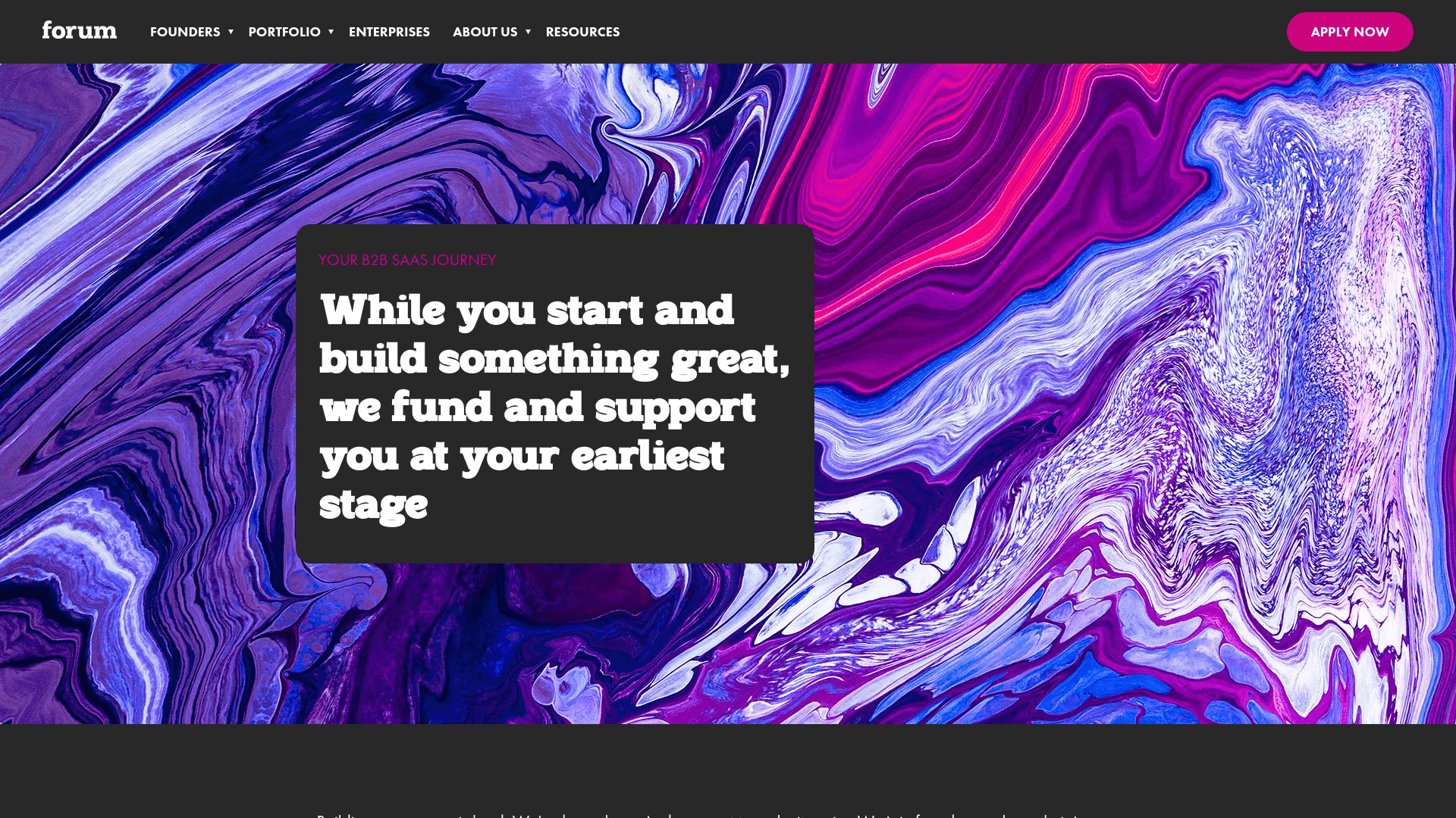 Screenshot of the Forum Ventures website.