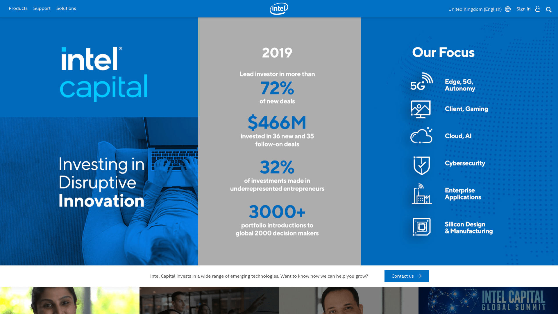 Screenshot of the Intel Capital website.