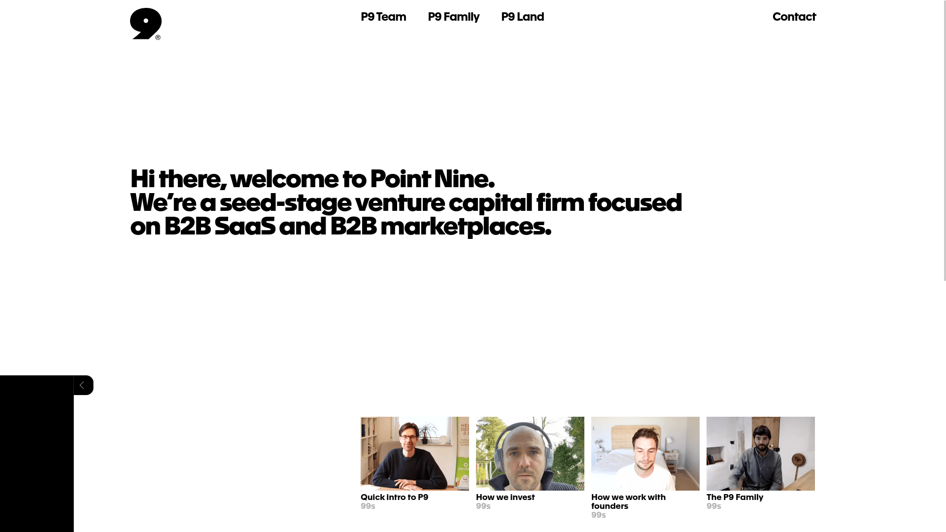 Screenshot of the Point Nine website.