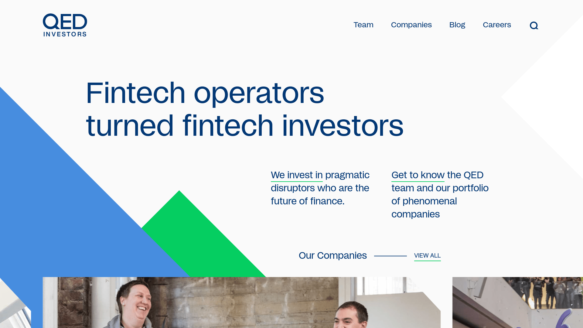 Screenshot of the QED Investors website.