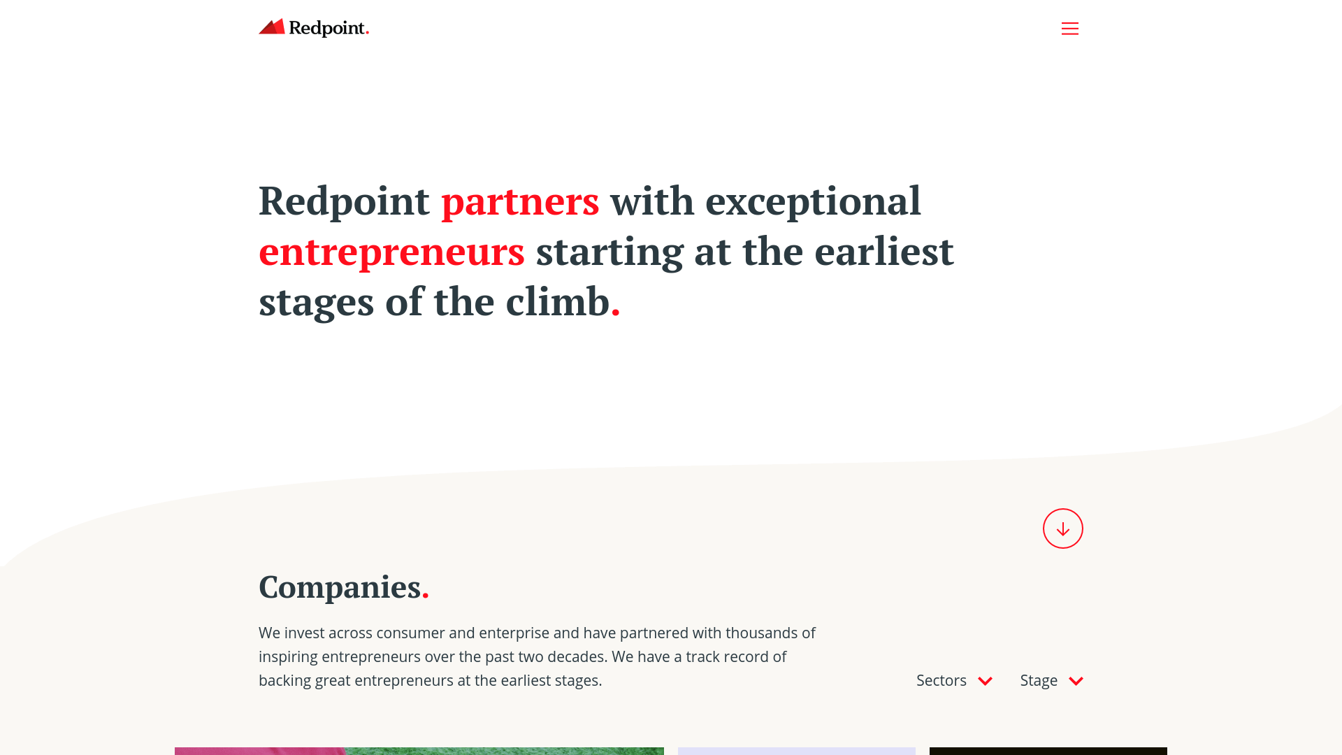 Screenshot of the Redpoint website.