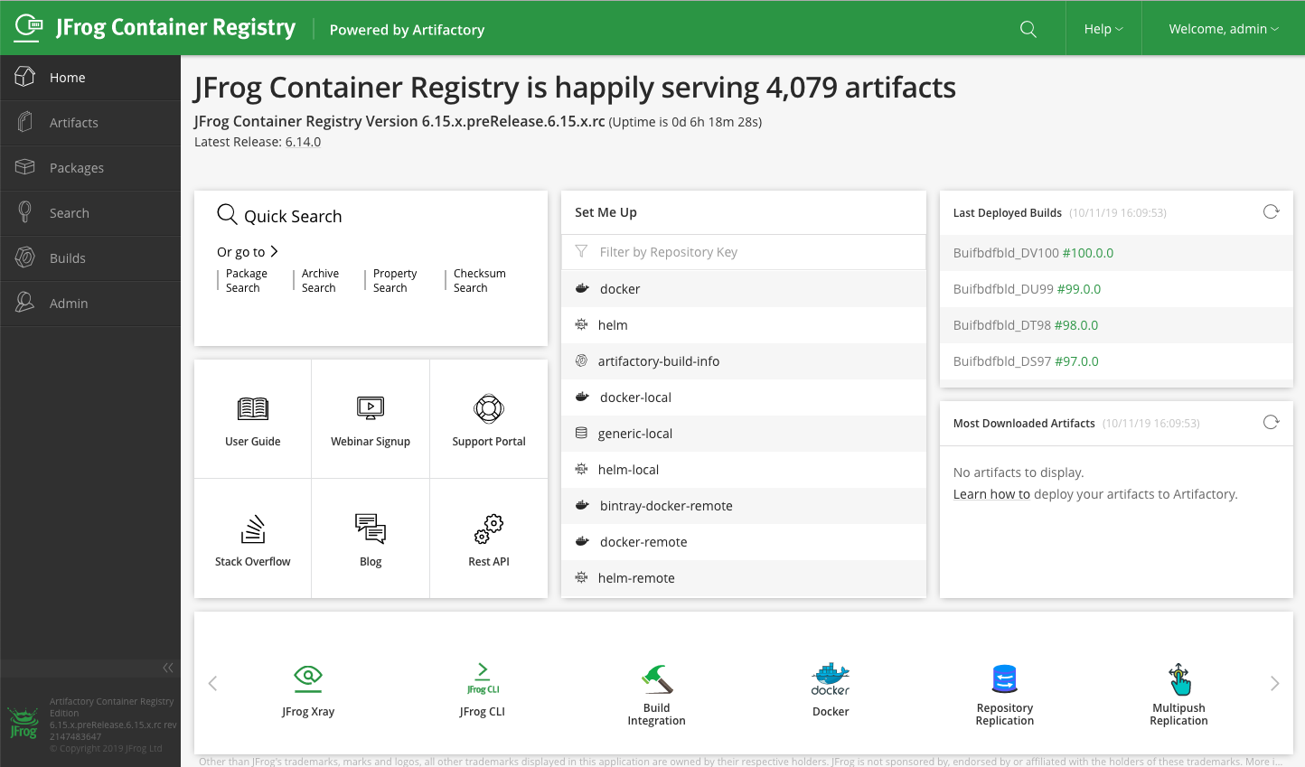 Artifactory Docker Registry Startup Stash