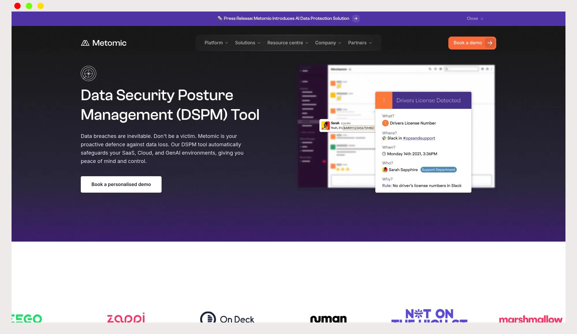 Metomic homepage