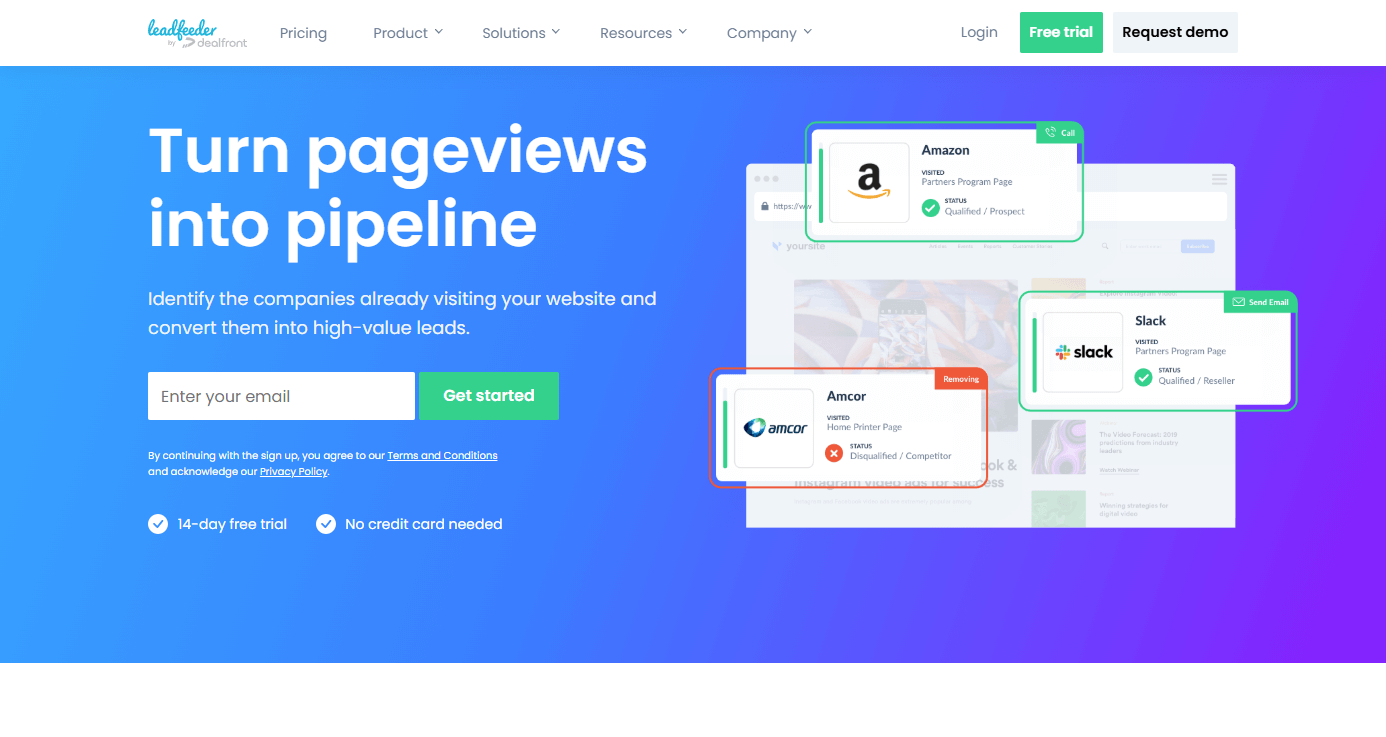 Leadfeeder homepage
