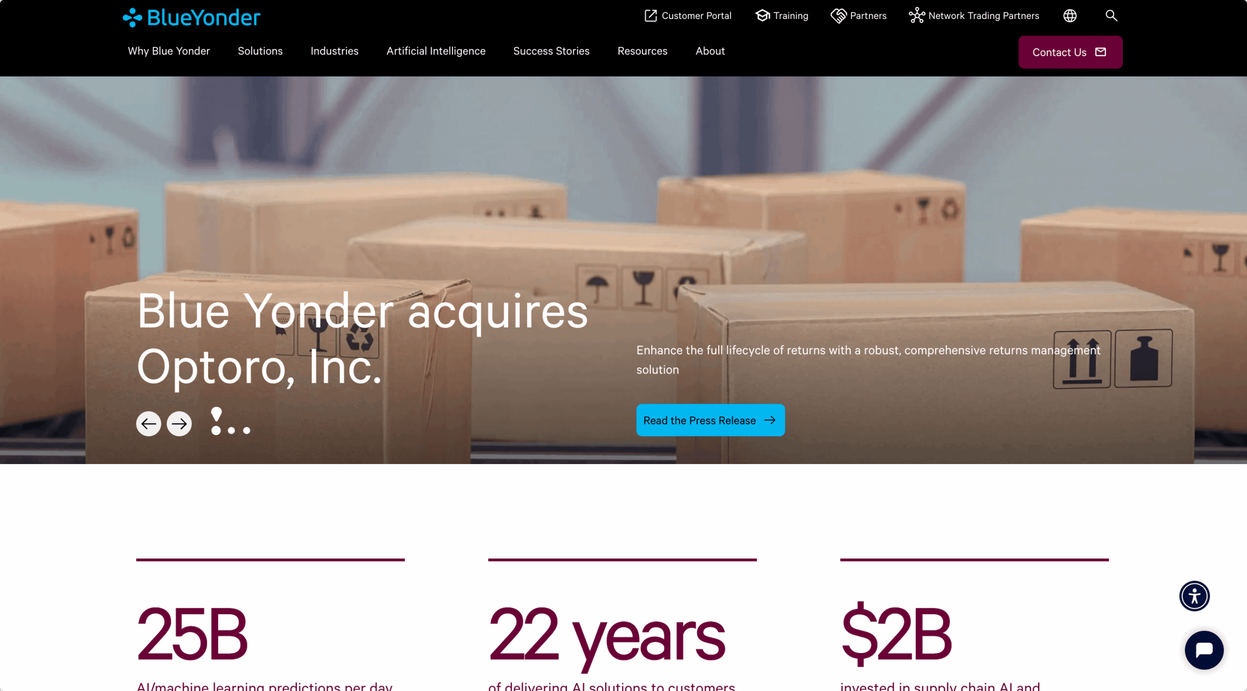 Blue Yonder homepage screenshot