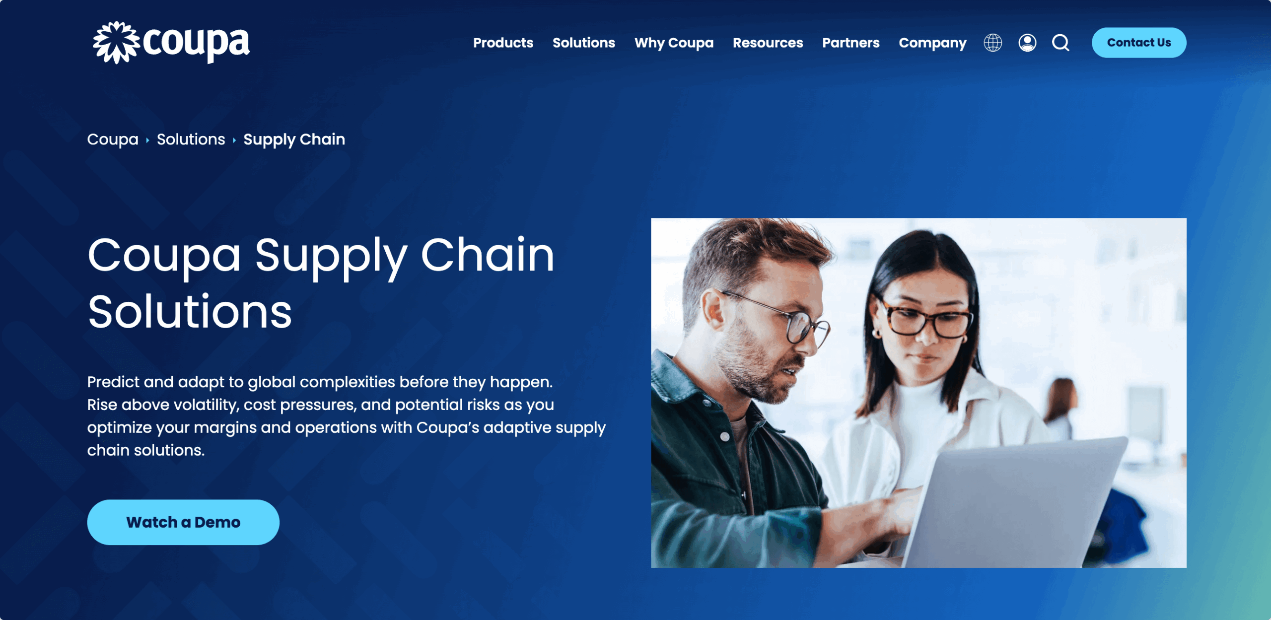 Coupa homepage screenshot
