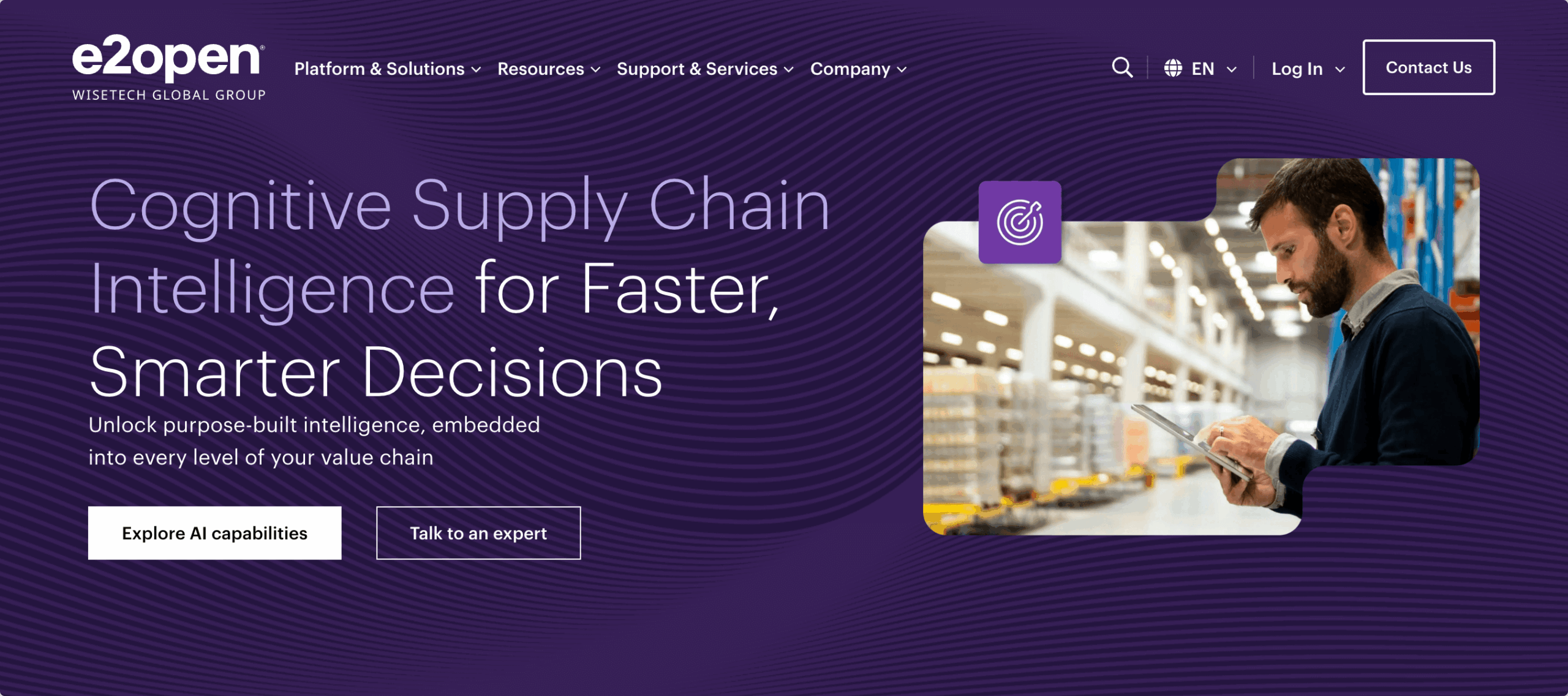 E2open homepage screenshot