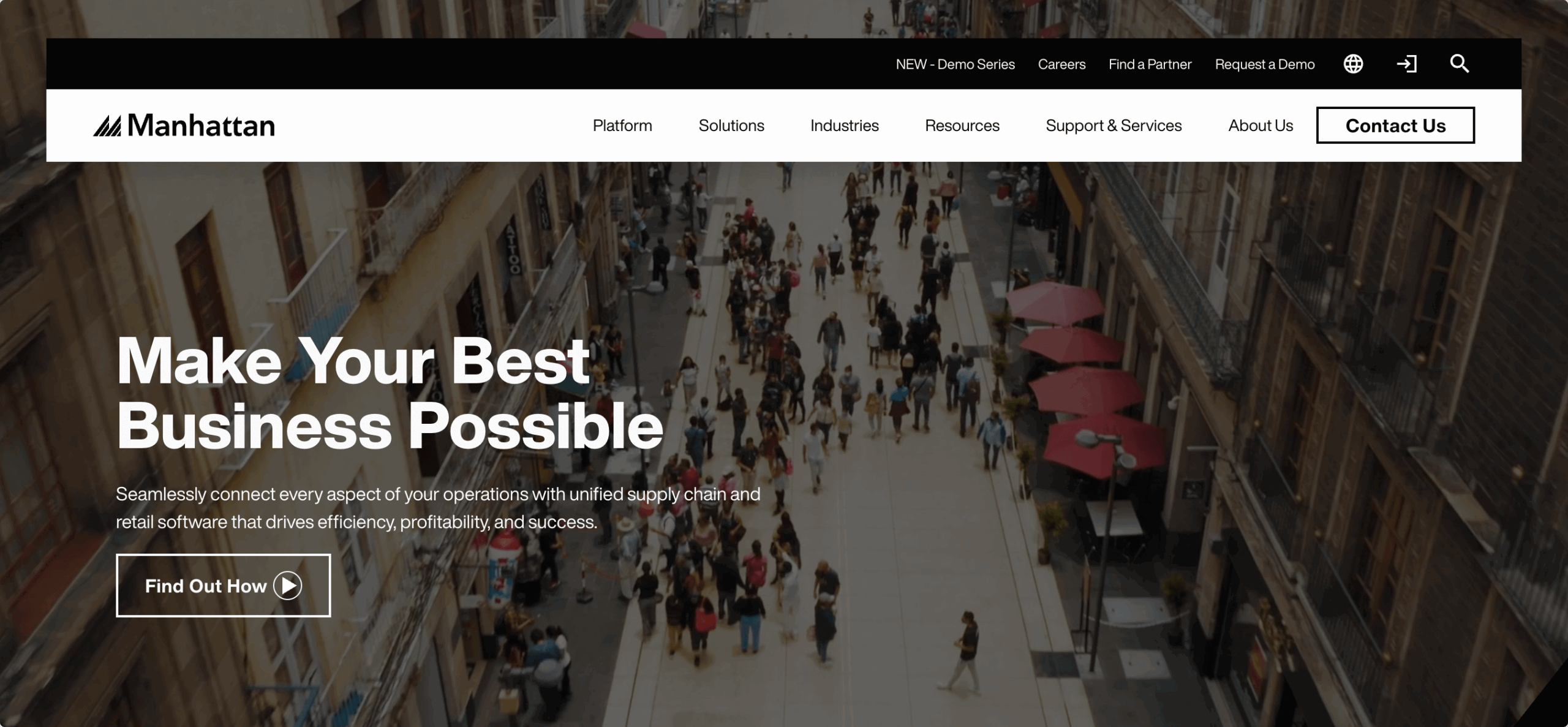Manhattan Associates homepage screenshot
