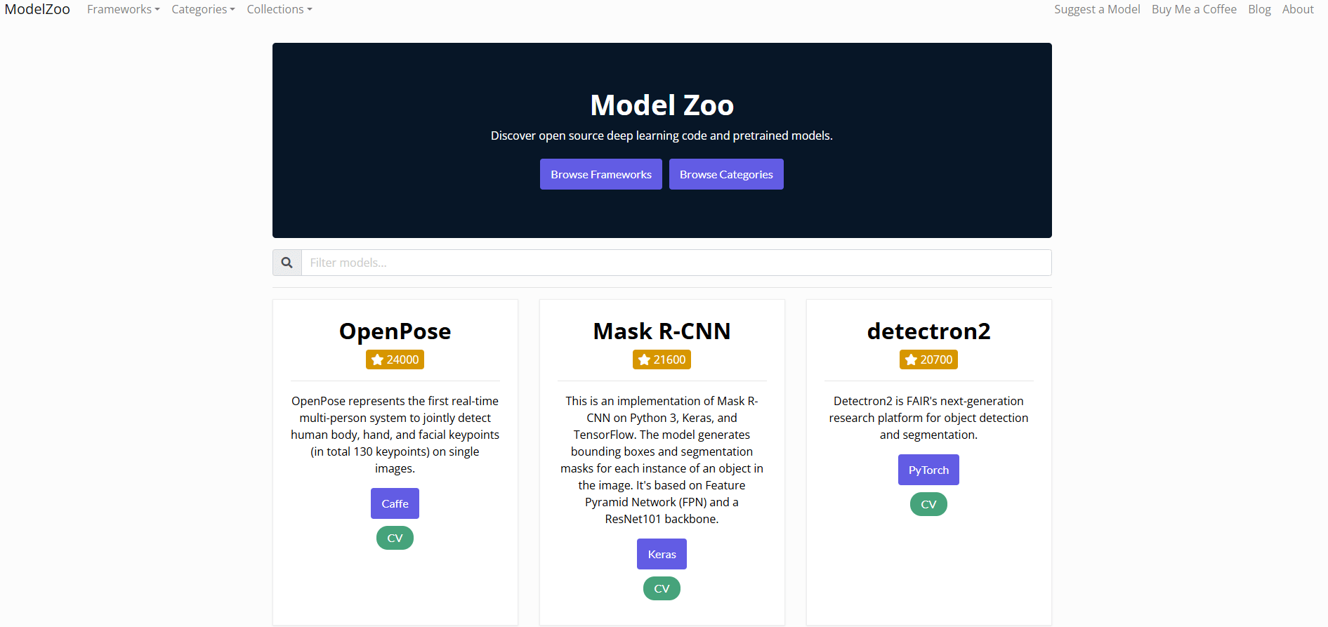 modelzoo homepage
