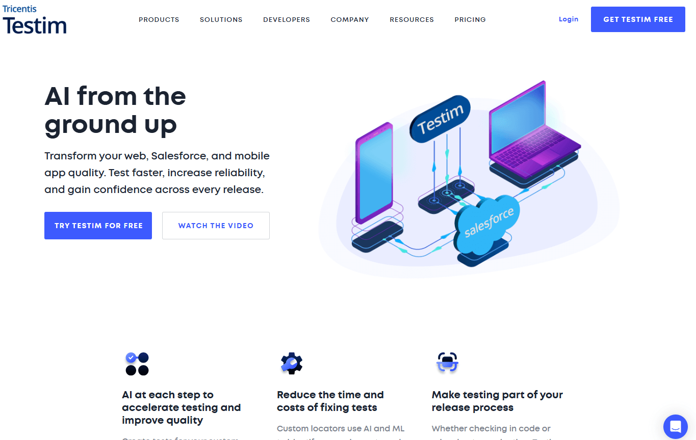 testim homepage