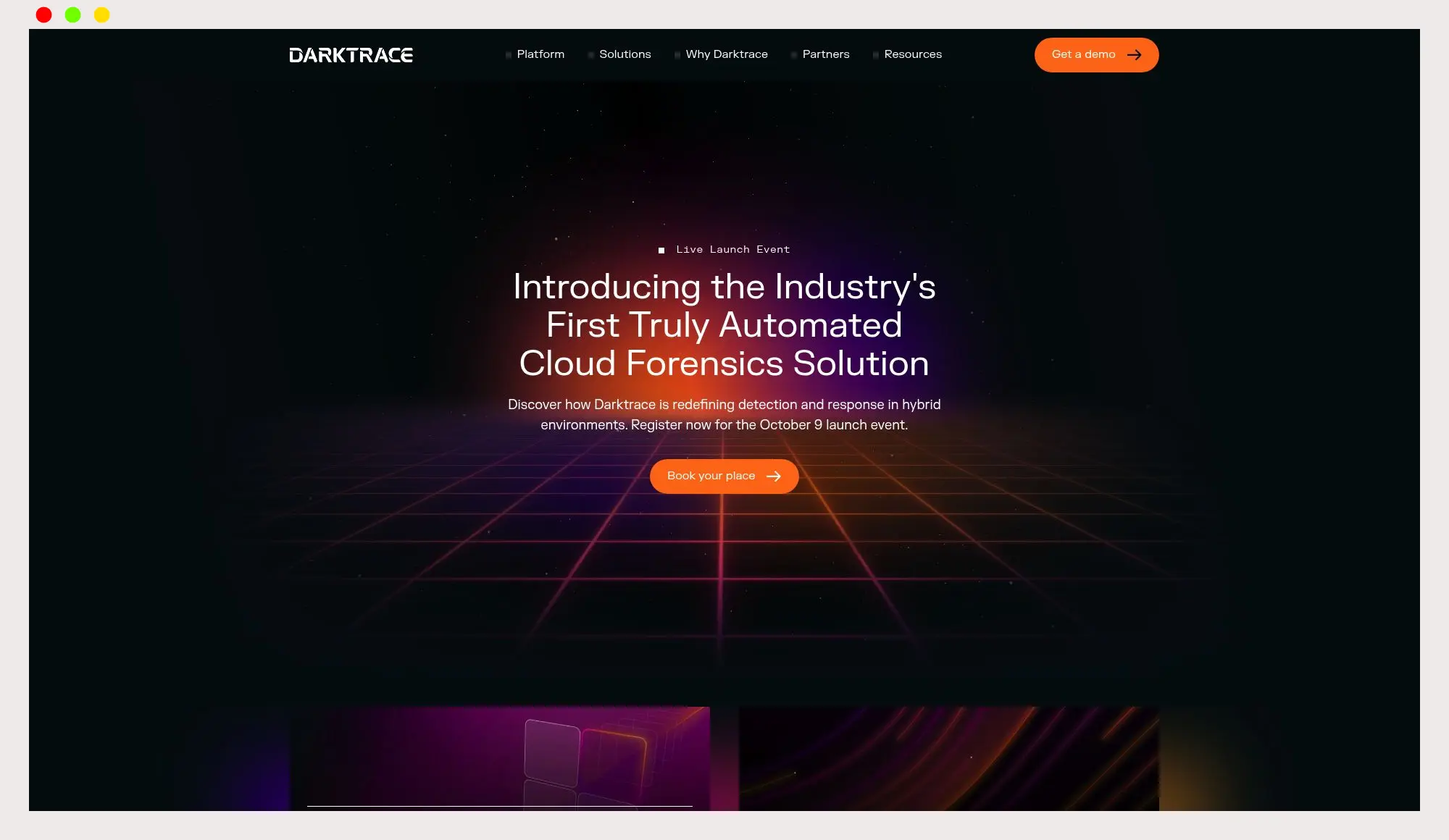 Darktrace AI homepage