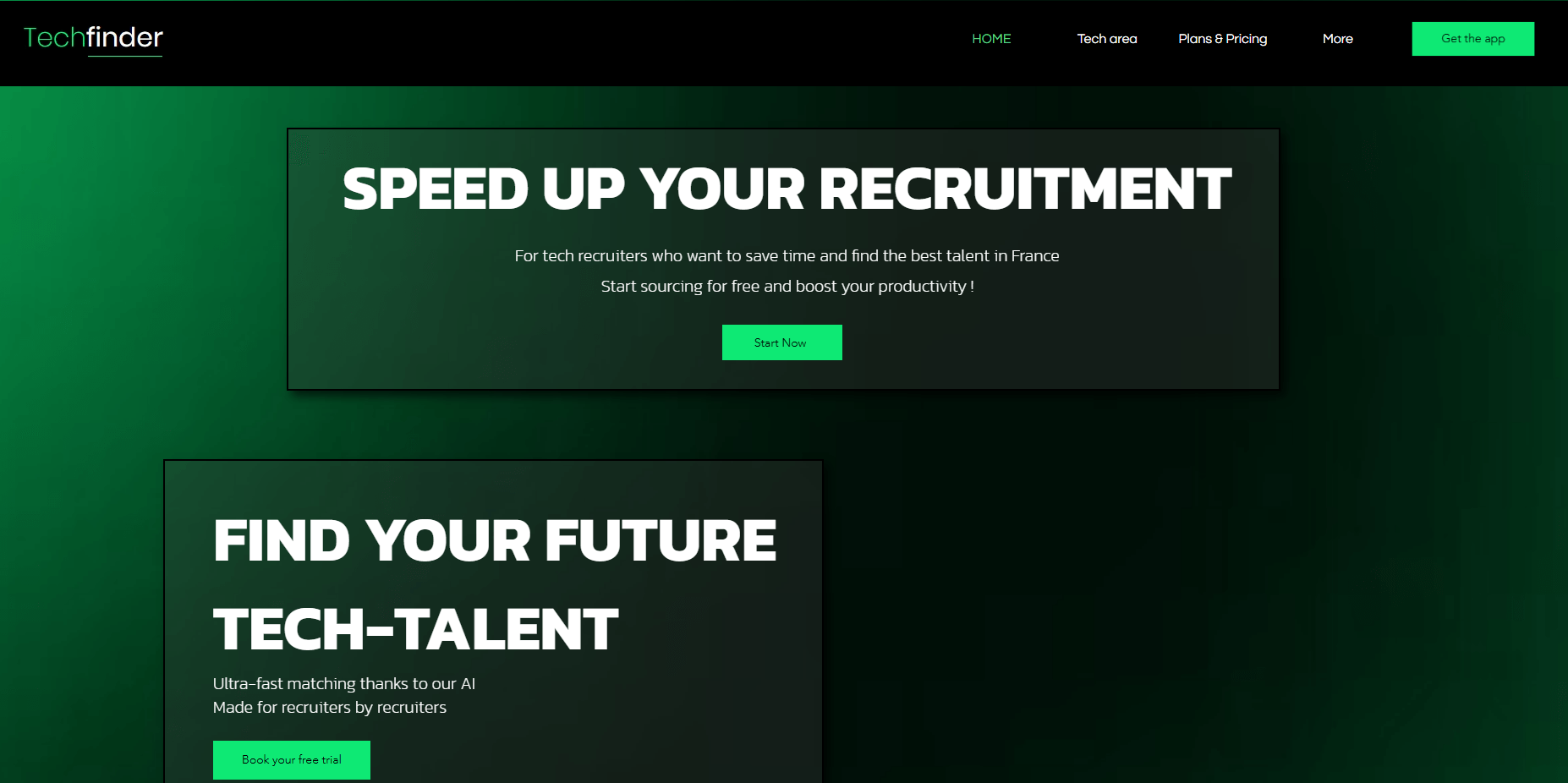 Techfinder homepage