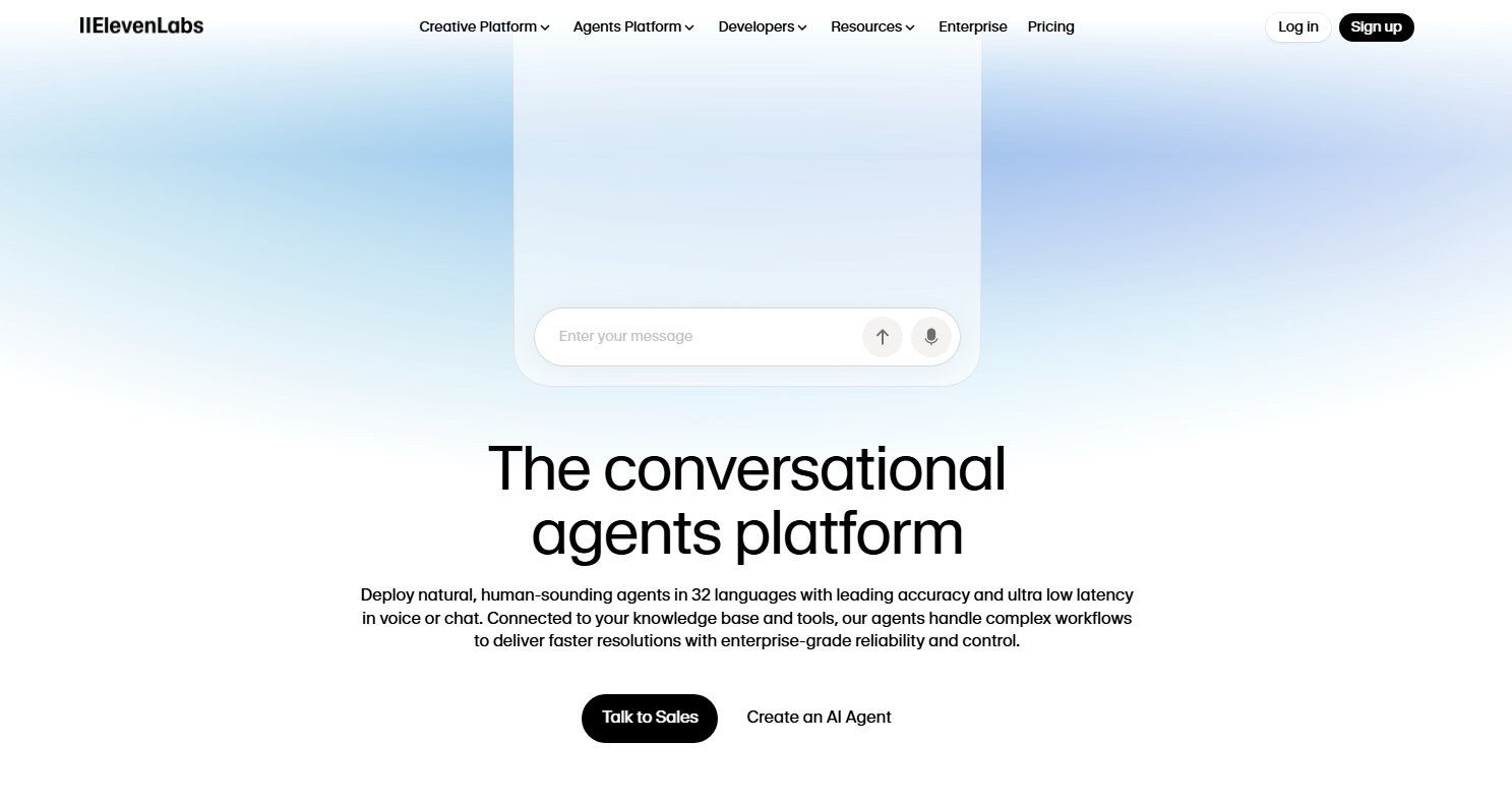 elevenlabs homepage