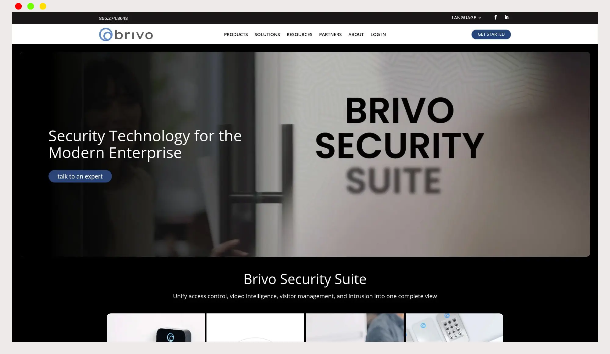 brivo homepage screenshot