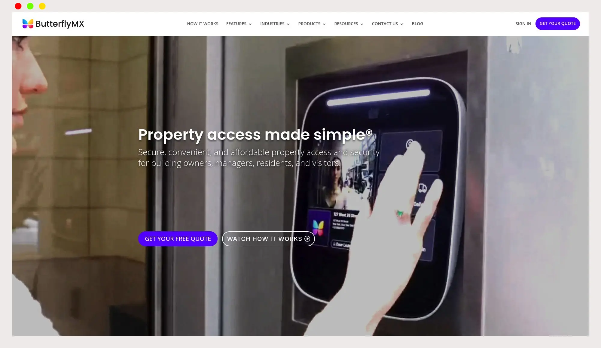 butterflymx homepage screenshot
