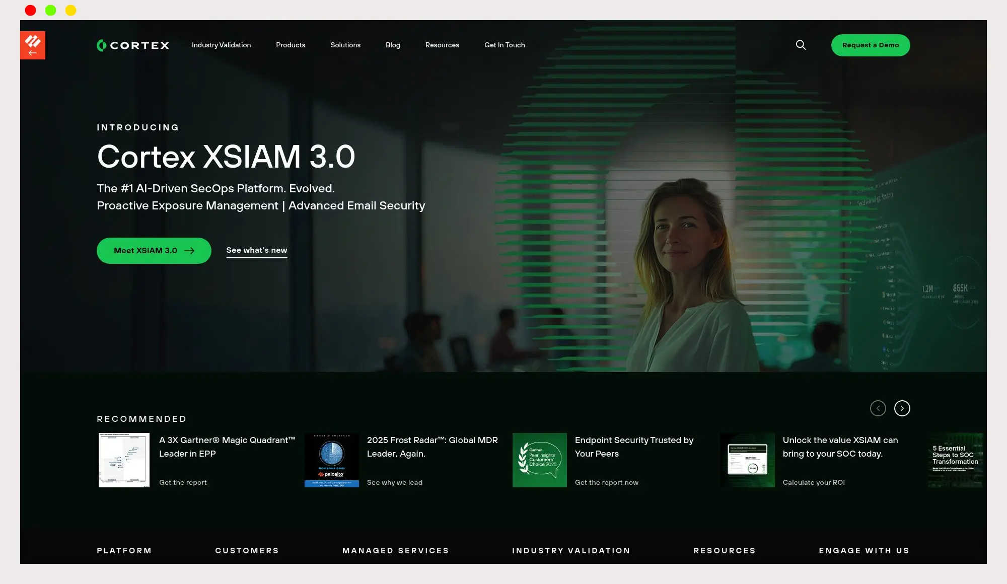 palo alto cortex homepage screenshot