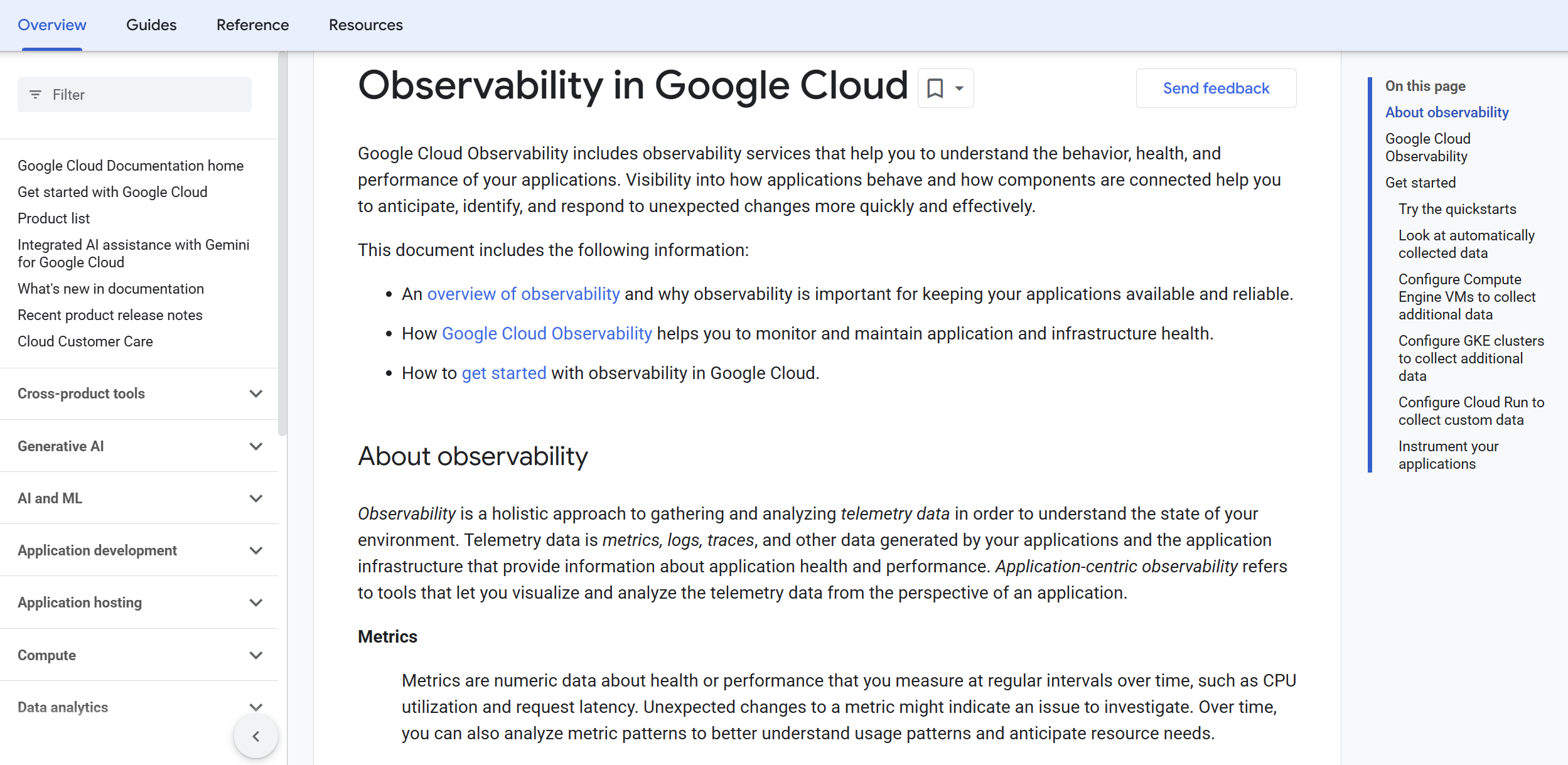 google cloud obs homepage