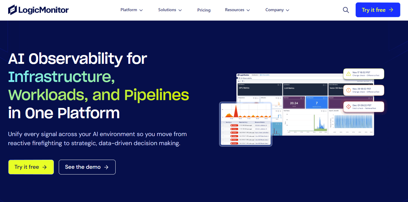 logicmonitor homepage