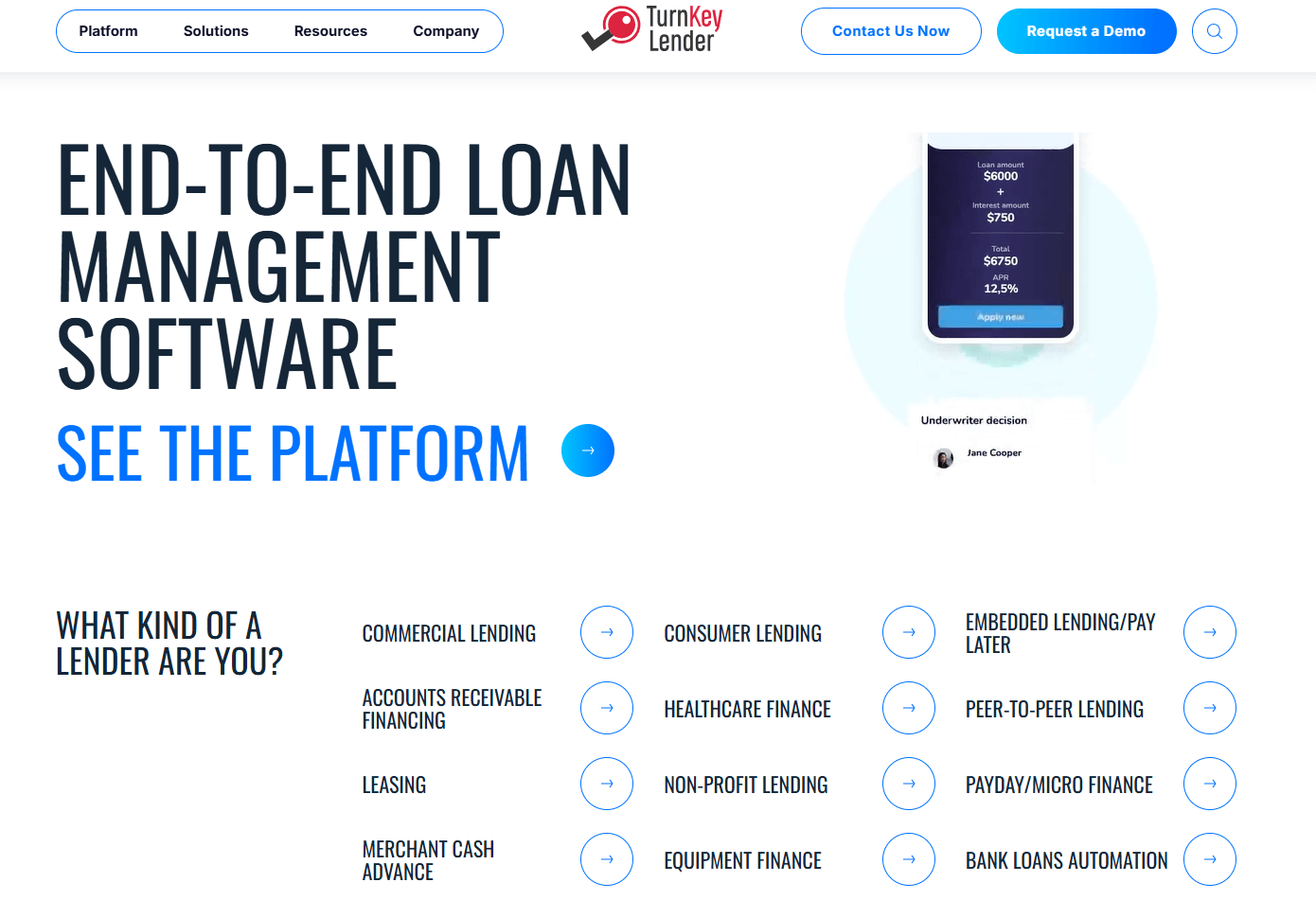 turnkey lender homepage