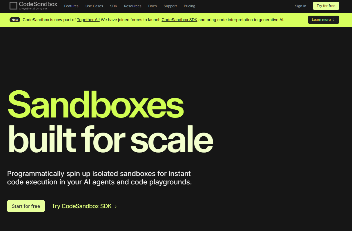 codesandbox homepage