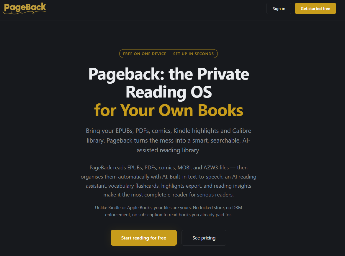 pageback homepage