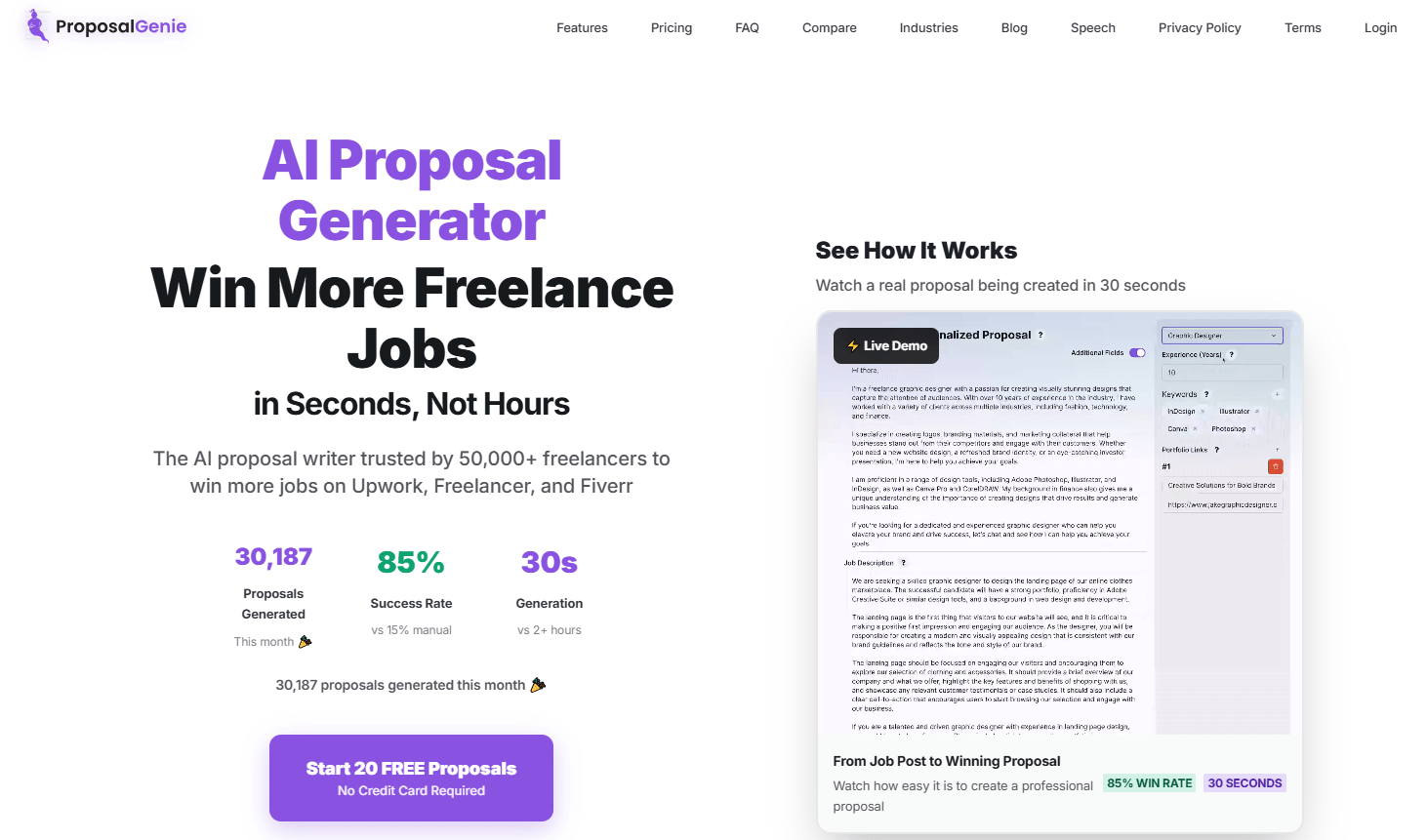 proposalgenie homepage