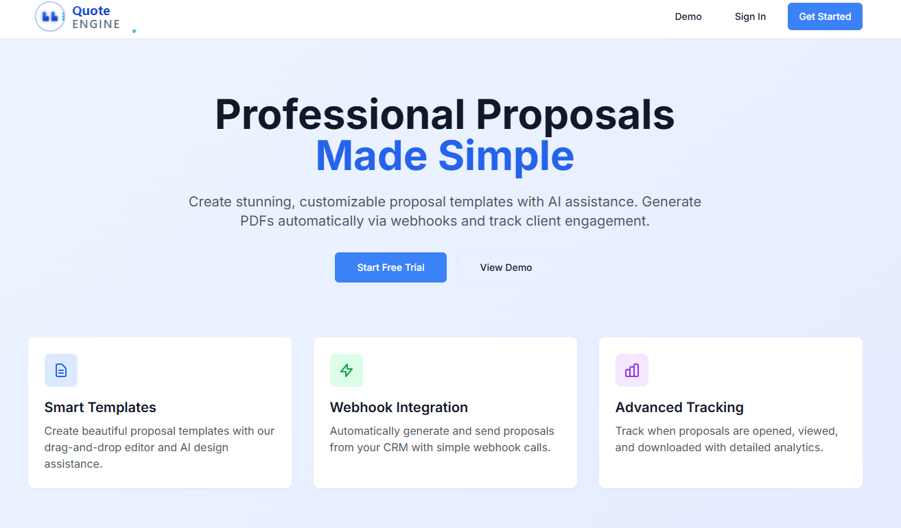 quoteengine homepage
