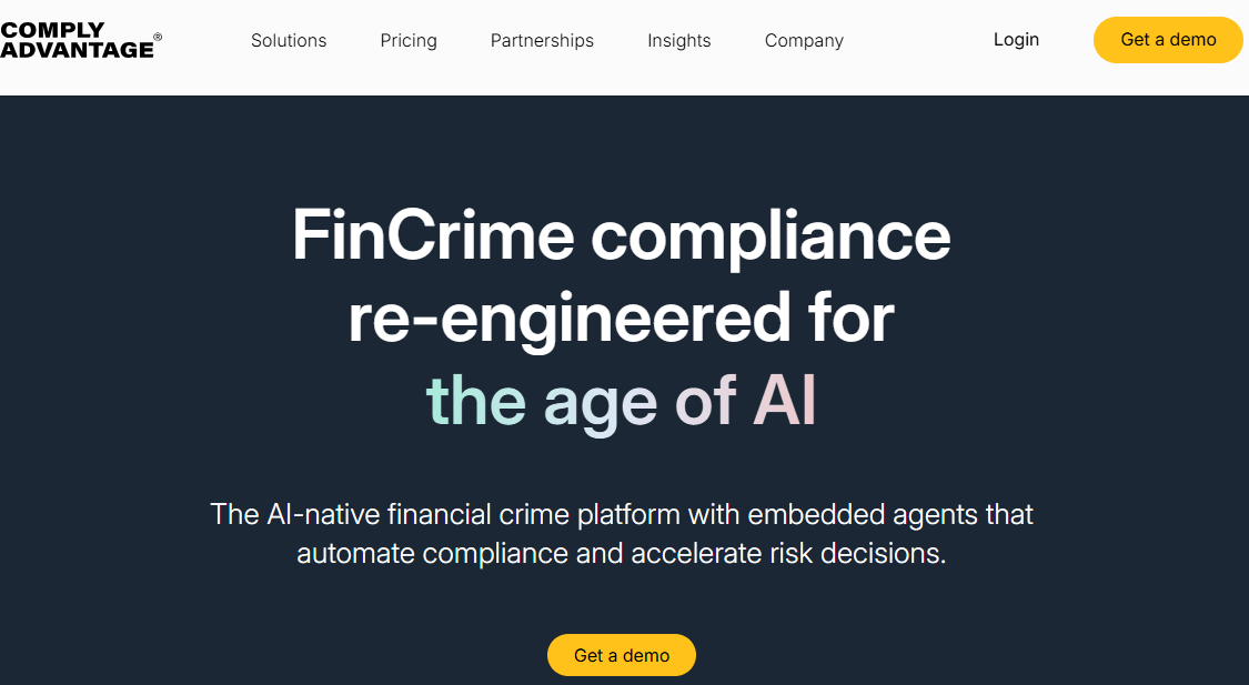 complyadvantage homepage