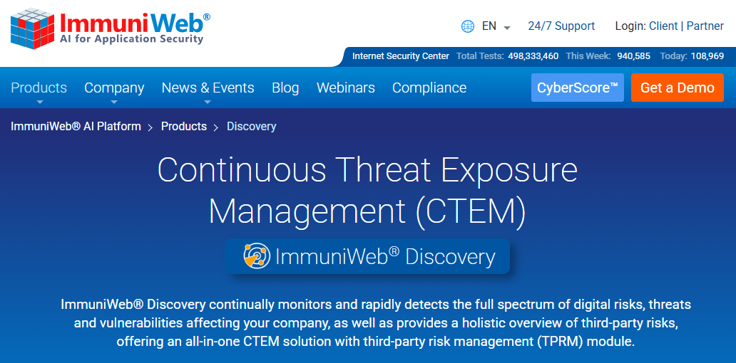 immuniweb homepage