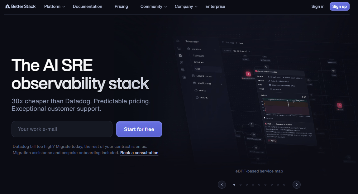 betterstack homepage