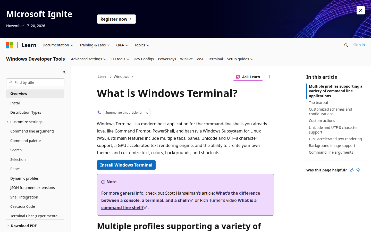 Windows Terminal homepage